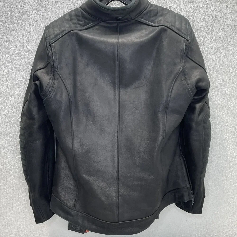 NEW TRIUMPH Women’s Roxbury Leather Motorcycle Jacket Size XL Black